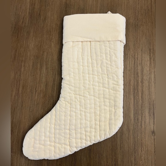 Pottery Barn Channel Quilted Velvet Stocking | Ivory | Medium - Picture 3 of 6
